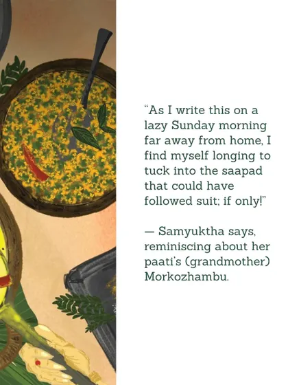 A contributor reminisces about her paati's (grandmother's) Morkozhambu, longing for the taste of home.