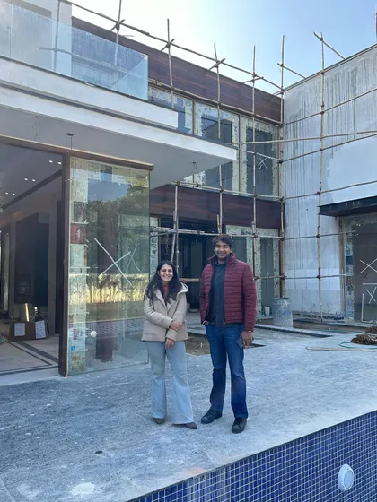 The co-founders at the Mango Court House during its construction phase. Being on-site is crucial to our process, allowing us to ensure every detail aligns with our vision, from the foundation to the final finishes.