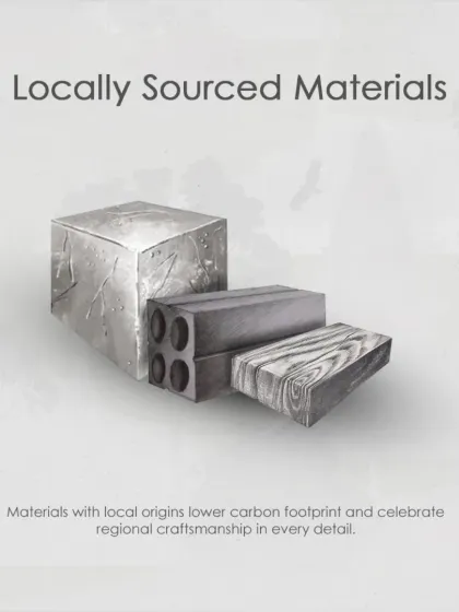 We prioritize locally sourced materials to lower our carbon footprint and celebrate regional craftsmanship. This approach ensures that every detail contributes to a more sustainable and contextually relevant design.