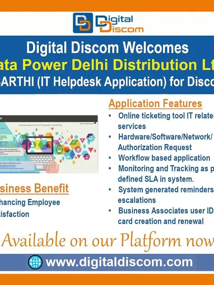 The IT SARTHI application from Tata Power DDL is an IT helpdesk tool for Discoms. It functions as an online ticketing system for all IT-related service requests, enhancing employee satisfaction.