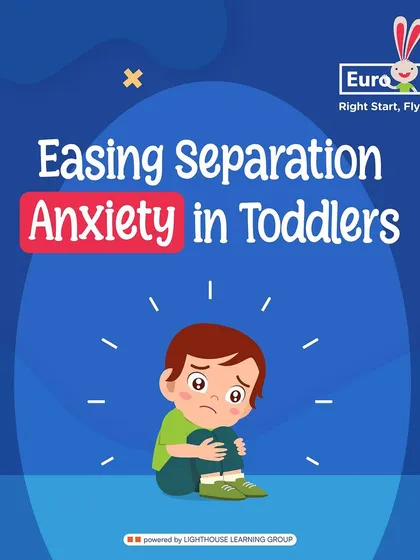 This infographic introduces the common challenge of separation anxiety in toddlers, a key issue our EuroTots program is designed to address with care and expertise.