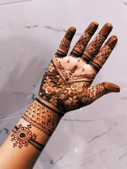 A close-up of the floral half of the mismatched set, showing the delicate flowers and vines.