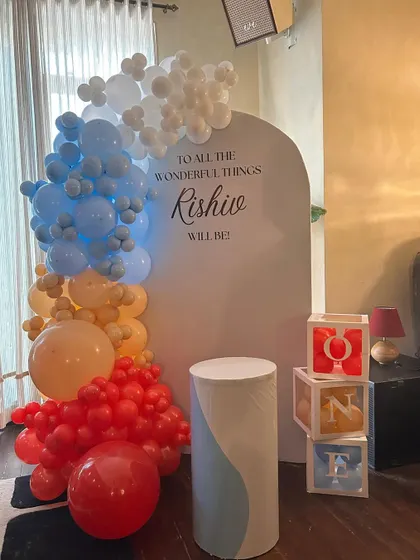 An example of our budget-friendly single panel setups. This colorful design is perfect for a child's birthday, offering a great photo backdrop without a large footprint.
