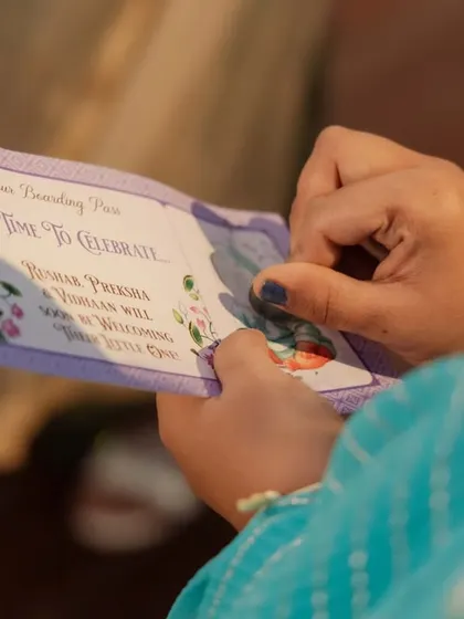 A custom 'Tambola' or bingo card for a Godh Bharai, designed to match the event's theme.