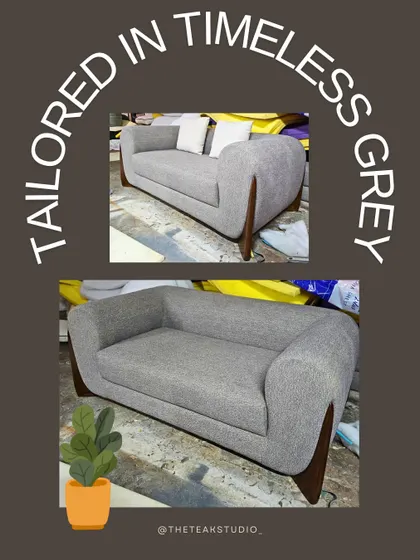 A classic sofa design tailored in timeless grey. This piece features elegant curved arms and contrasting dark wood legs, making it a versatile choice that complements a wide range of interior styles.