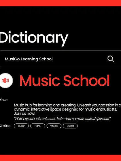 We define ourselves as a dynamic, interactive music hub for learning and creating. Our school in HSR Layout is a space designed for music enthusiasts to unleash their passion.