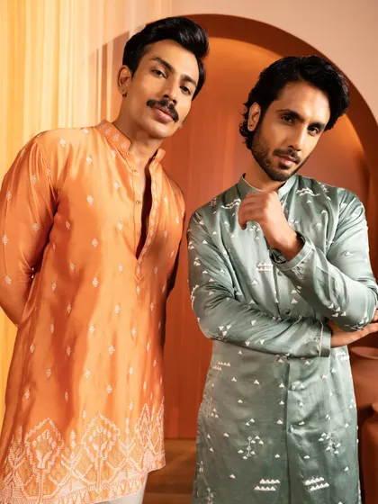 This image from the Kaaj Button Studio campaign showcases my expertise in men's grooming. I created a sharp, defined look that enhances the models' features for this festive wear shoot, ensuring a polished and masculine appearance.
