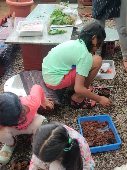 A collection of moments from our various hands-on science activities, showing children deeply engaged in learning through doing.
