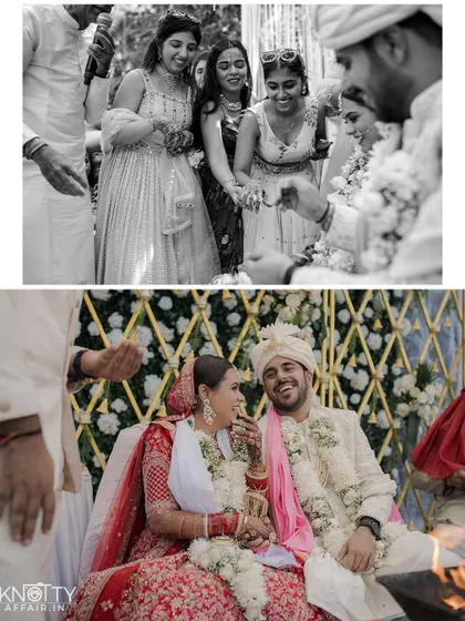 Playful and happy moments during the wedding rituals. The black and white shot emphasizes the raw emotion and connection between the couple.
