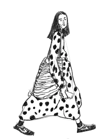 A full-body sketch inspired by street style. This drawing focuses on capturing movement and fashion, exploring how personality is expressed through clothing and posture.