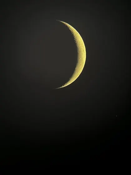 A stunning telescopic view of the crescent moon, captured during our unforgettable Sky Gazing evening with students.