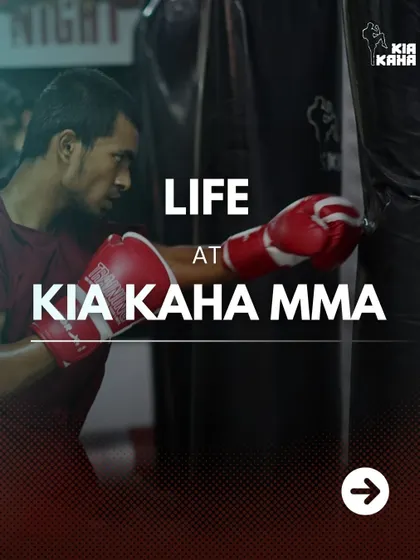 Life at Kia Kaha MMA is about focus and intensity. A student works on his striking on the heavy bag, building power and conditioning.