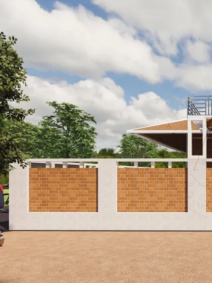 This design for a home in North Karnataka celebrates vernacular architecture. The use of earthy clay bricks and a simple, strong form tells a story of heritage, resilience, and a deep connection to the local landscape.
