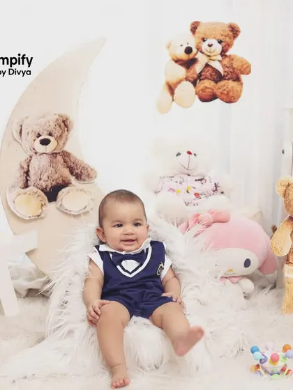 Welcome to Teddy Bear World! This adorable baby is surrounded by cuddly friends in one of our most popular studio setups for kids.