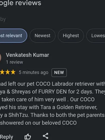 Thank you, Venkatesh sir. We are so glad Coco enjoyed his stay and made friends with our dogs, Tara and Lucky.