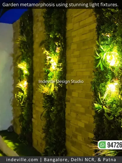 A duplicate image of the vertical garden with embedded lights, showcasing this unique lighting design.