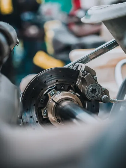 Performance is in the details. We use professional grade equipment, like these high performance brake systems, and our technical crew ensures every kart is meticulously maintained and set up for optimal performance on race day.