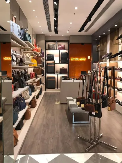 The interior of the Da Milano section in the Hyderabad store, featuring products displayed on sleek, modern shelving units.
