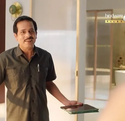 Another shot from the Hindware campaign, showing the interaction between the characters. The simple, realistic wardrobe helps ground the comedic moments.