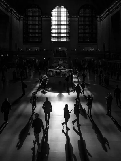 The morning light sweeps across the main concourse of Grand Central Terminal in New York City. I used a Leica Q2 Monochrom to emphasize the dramatic interplay of light and shadow, turning commuters into silhouettes in a larger story.