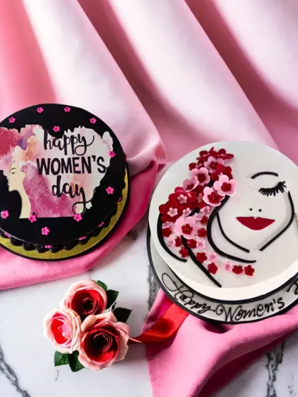 Two beautiful cake designs for Women's Day, celebrating the strength, grace, and power of every woman.