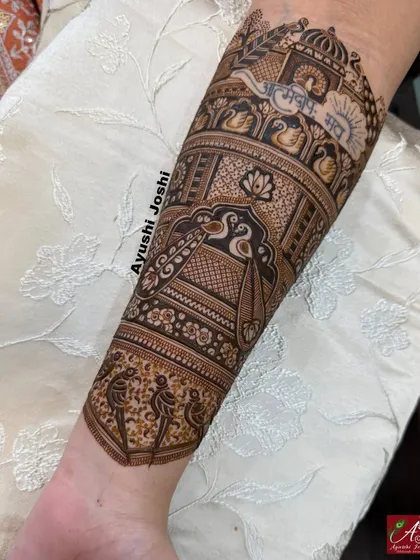 The completed arm design, showing how all the elements come together to create a unique and personal story.