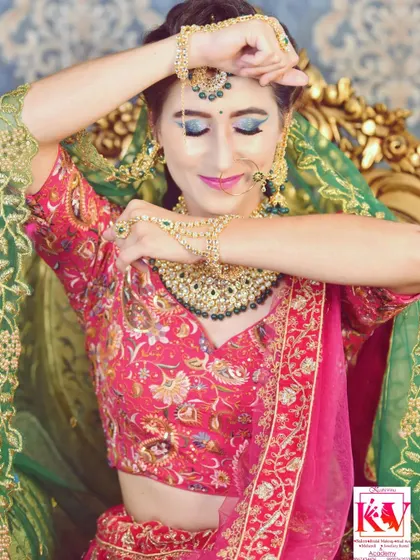 A playful and happy pose from my French client in her Indian reception look. The green dupatta adds a lovely contrast, and her expression shows how comfortable and beautiful she feels.