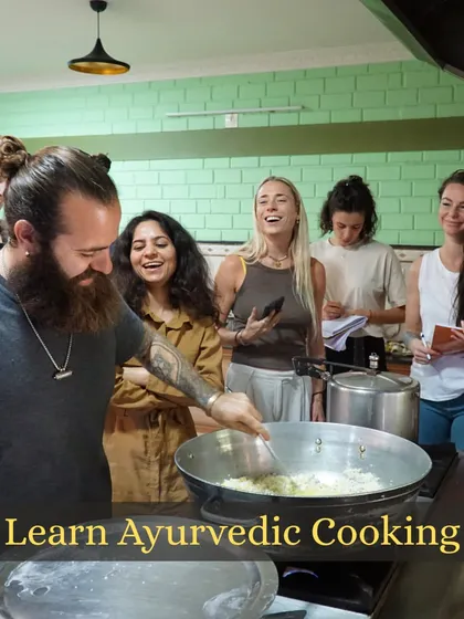 Joyful moments in our Ayurvedic cooking class. Here, we move beyond theory and get practical in the kitchen, learning how to prepare delicious, vegetarian meals that nourish the body and balance the doshas using fresh, organic ingredients.