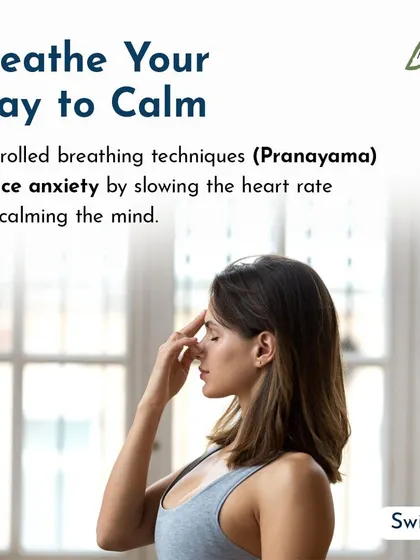 Breathe your way to calm. Controlled breathing techniques, or Pranayama, are a core part of our practice to reduce anxiety by slowing the heart rate.