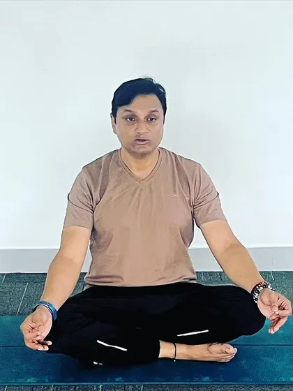 A close-up shot of me guiding a meditation. My aim is to create a calm and supportive space for people to connect with themselves.