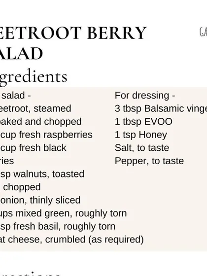 The recipe for my Beetroot Berry Salad, highlighting its brain-protective ingredients.