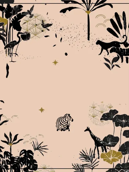 This artwork represents the spirit of my Wild Noir Collection. The design, featuring jungle motifs in a bold black-on-pink palette, celebrates fierce beauty and modern luxury, perfect for those who decorate with intention.