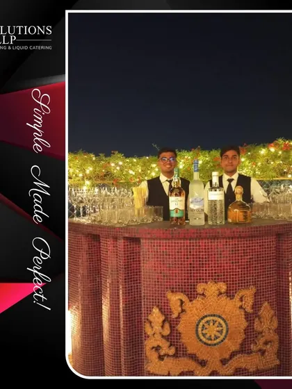 An ornate, mosaic-tiled bar for an outdoor house party, proving we can match any aesthetic and setting.
