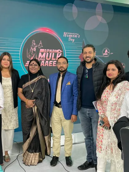 A group photo after wrapping up the recording for a special International Women's Day show on DD Urdu, discussing women's rights in India.