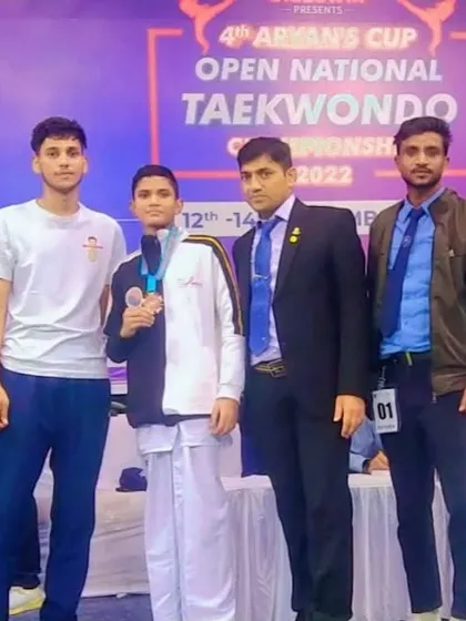With my student Rudra Roy after he won a bronze medal at the Aryan's Cup. A great achievement.