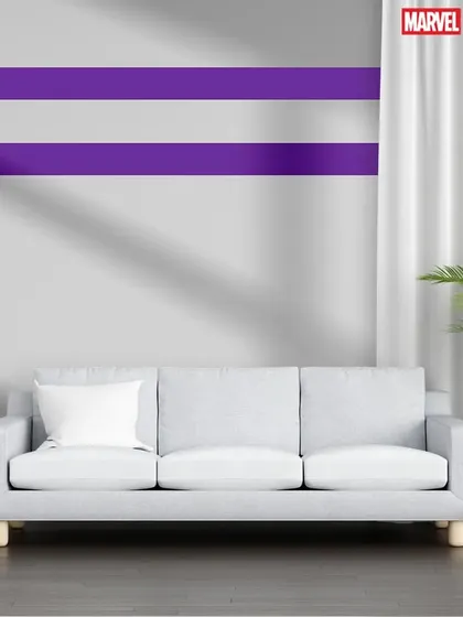 Simple yet effective purple stripes, inspired by Hawkeye's colour scheme, to create a subtle superhero-themed room.