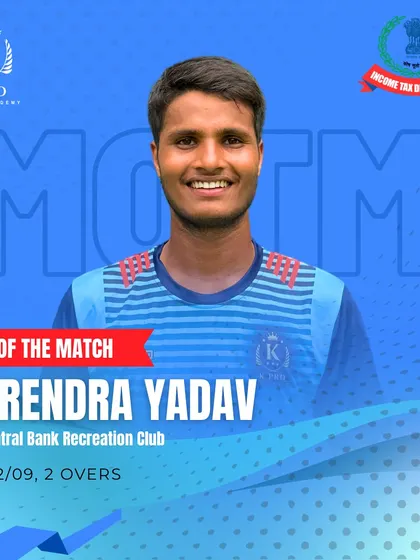 Man of the Match alert. Narendra Yadav shines for the Income Tax team with a stellar bowling performance in the Corporate T20 League.