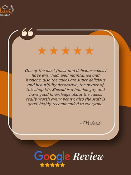One of the most finest and delicious cakes I have ever had." We are so proud of our hygiene, beautiful decoration, and knowledgeable staff.
