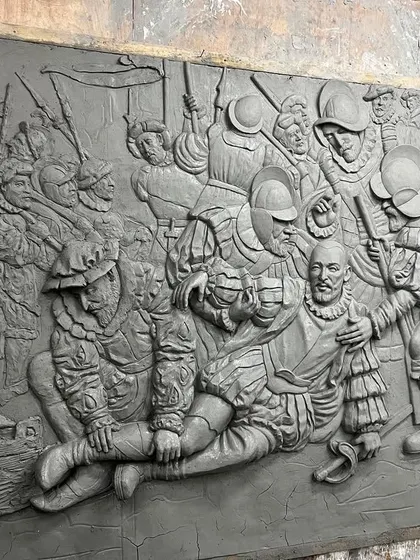 The complete clay masterwork, ready for the molding process. This is the foundation of the final fiber mural.