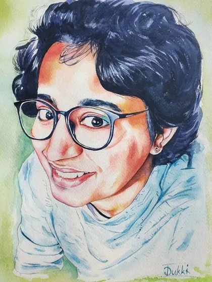 A single-person portrait in my digital watercolor style. It's a great way to turn a favorite photo of yourself or a loved one into a unique piece of art.