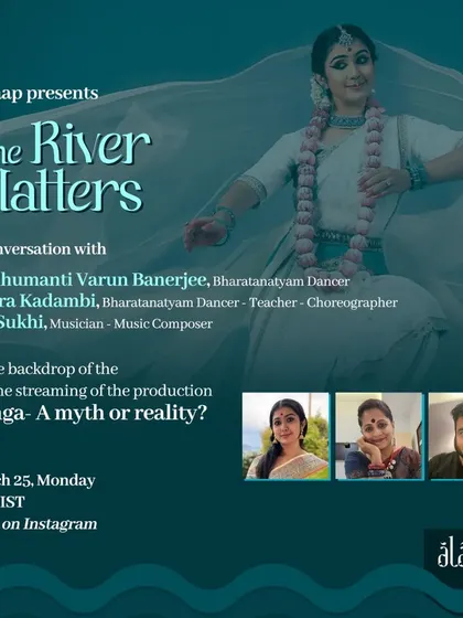 An announcement for an Instagram Live conversation about the production "Ganga - A myth or reality?", for which I served as the artistic director.