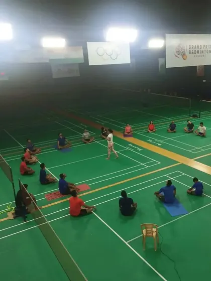 Another angle of our athletes learning breathing techniques. Proper breath control is a powerful tool for managing energy and maintaining stamina throughout a physically demanding badminton match.