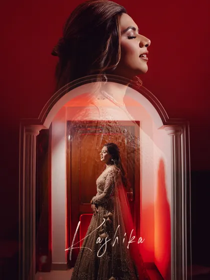 This artistic double exposure portrait blends a close-up of the bride with a full-length shot, creating a dreamy and thoughtful image. It's an example of the creative editing I use to add a unique, personal touch to your photos.