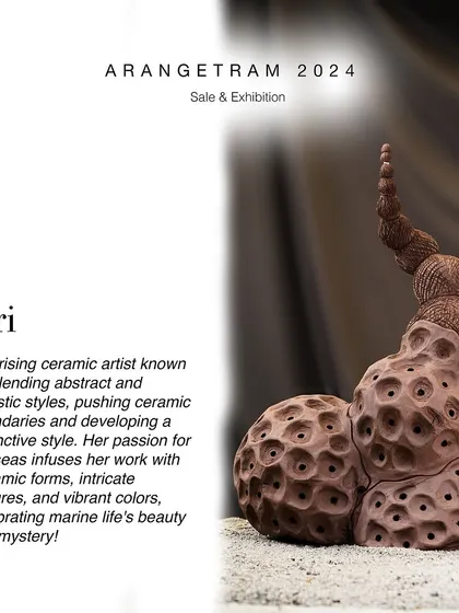 Siri, an emerging ceramic artist passionate about hand-building, presents her "Marine Marvels" collection at Arangetram. Her work is a dialogue with the natural world, using non-functional, coral-inspired sculptures to spark curiosity and promote marine conservation.