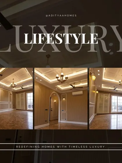 This collage captures the essence of a luxury lifestyle. From the grand living room with its coffered ceiling to the elegant arched doorways, every detail is designed to redefine your idea of home.