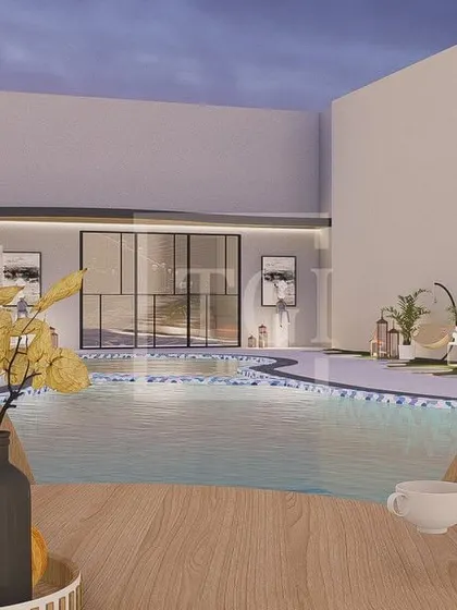 A view across the pool at the dining and lounge areas in our Bhubaneswar hotel concept. The design ensures that every vantage point offers a beautiful, well-composed scene.