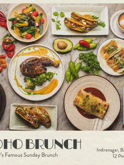 A bird's-eye view of my famous Sunday brunch spread. It's a colorful mix of European and global dishes, perfect for curing hangovers and inspiring daydreams.