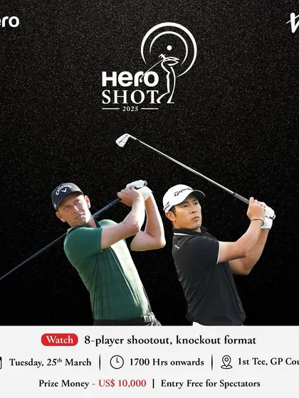 Promotional Poster for the Hero Shot Event: The Hero Indian Open week kicks off at our facility with exciting events like the 'Hero Shot'. This skills shootout features top players in a fun, knockout format that is free for spectators to enjoy.
