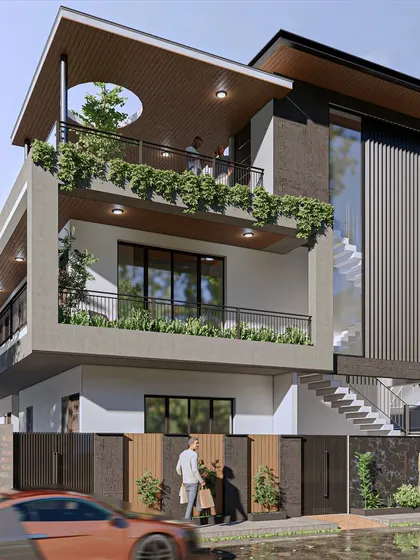 The combination of concrete, wood, and lush greenery creates a refreshing and tranquil home environment. Our design philosophy focuses on enhancing well-being through contextual and sustainable architecture.