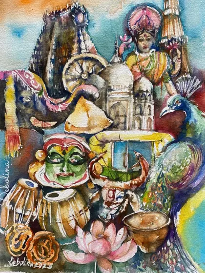 'Kahin nahi hai doosra Hindustan' (There is no other India). A watercolor collage of the million things that make our country special, painted for Independence Day.